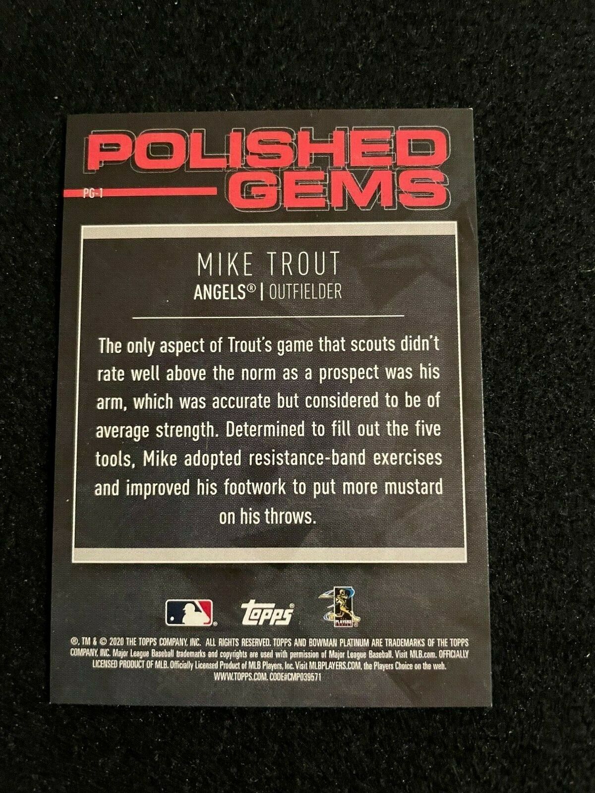 2020 Bowman Platinum Wal-Mart Polished Gems Green /99 Mike Trout #PG-1