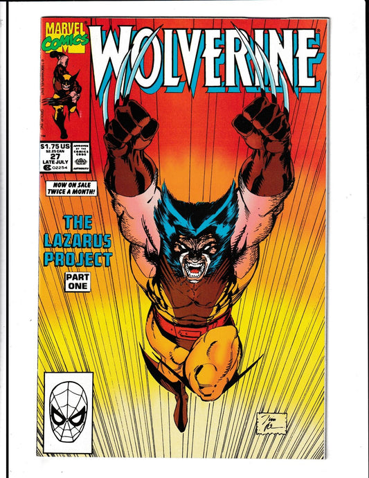 Wolverine #27 (1990) Classic Jim Lee Cover - High Grade Marvel Comics