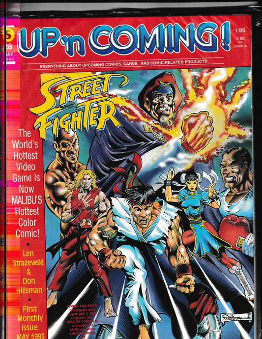 UP'n Coming #28 (1993) RARE Street Fighter w/Trading Cards Styx Comics