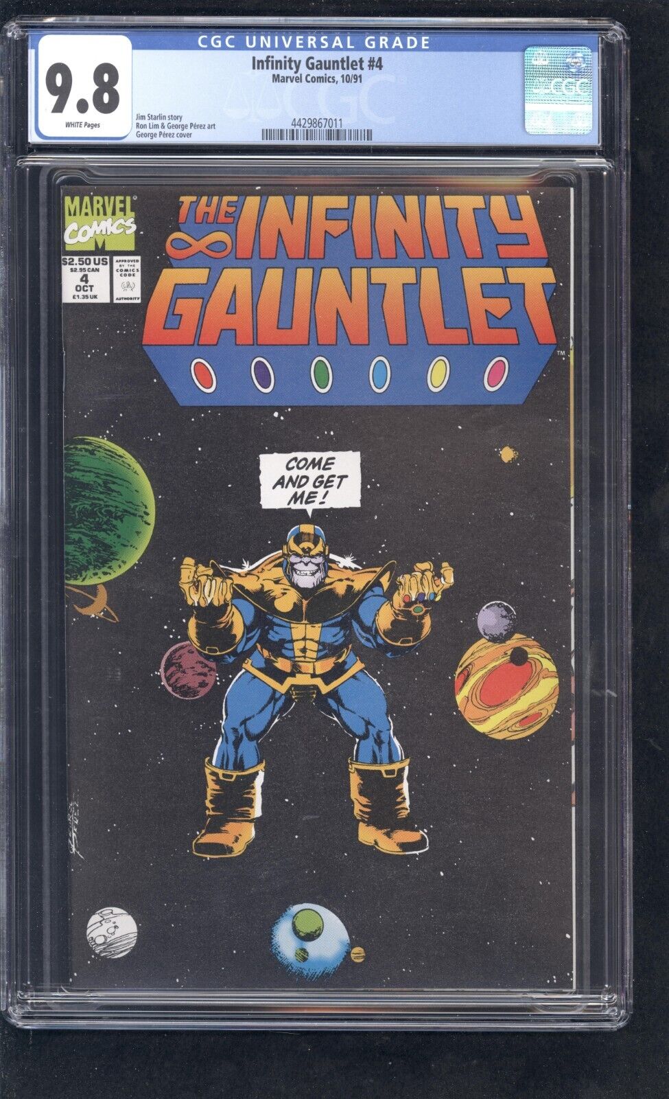 Infinity Gauntlet #4 CGC 9.8 (1991) George Perez Thanos | Graded Marvel Comics