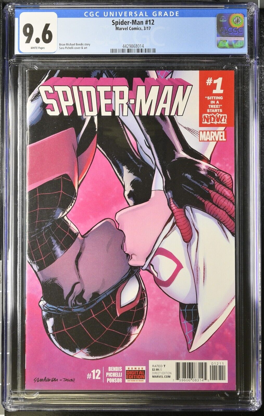 Spider-Man #12 CGC 9.6 (2017) Bendis Pichelli Kissing Cover Graded Marvel Comics