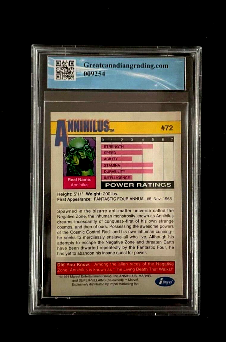 1991 Impel Marvel Universe #72 "Annihilus" GCG 9 *Not PSA*