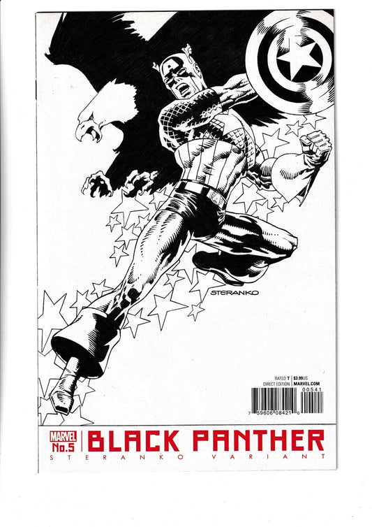 Black Panther #5D (2016) Jim Steranko Captain America B&W Cover� Marvel Comics