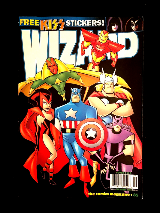 Wizard the Comics Magazine #85 1998 - Animated Avengers Cover - Poster attached