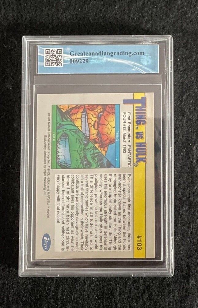 1991 Impel Marvel Universe #103 "the Thing vs. Hulk" GCG 9.5 *Not PSA*