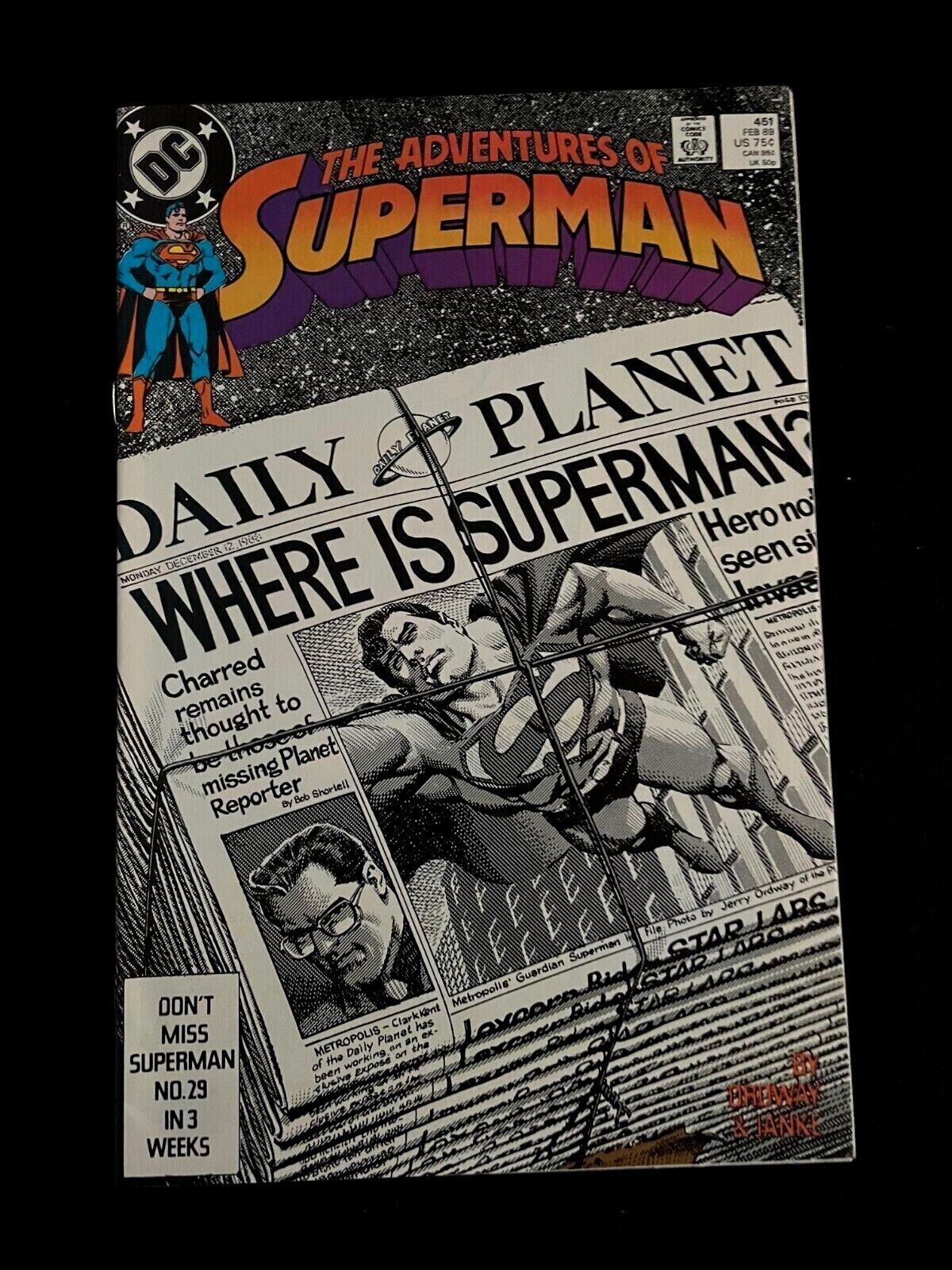 Adventure of Superman #451 1989 - VERY HIGH GRADE