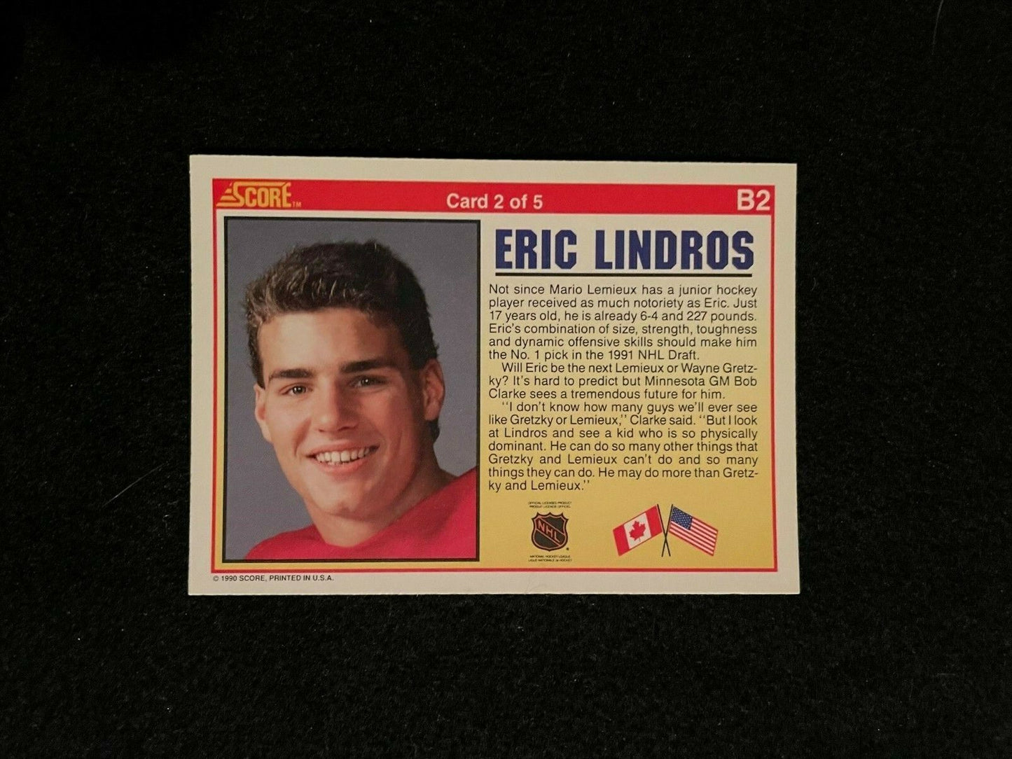 1990-91 Score American B2 Eric Lindros Card 2 of 5