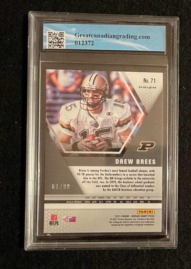 2021 Mosaic Draft Picks Drew Brees #71  81/99 GCG MINT 10