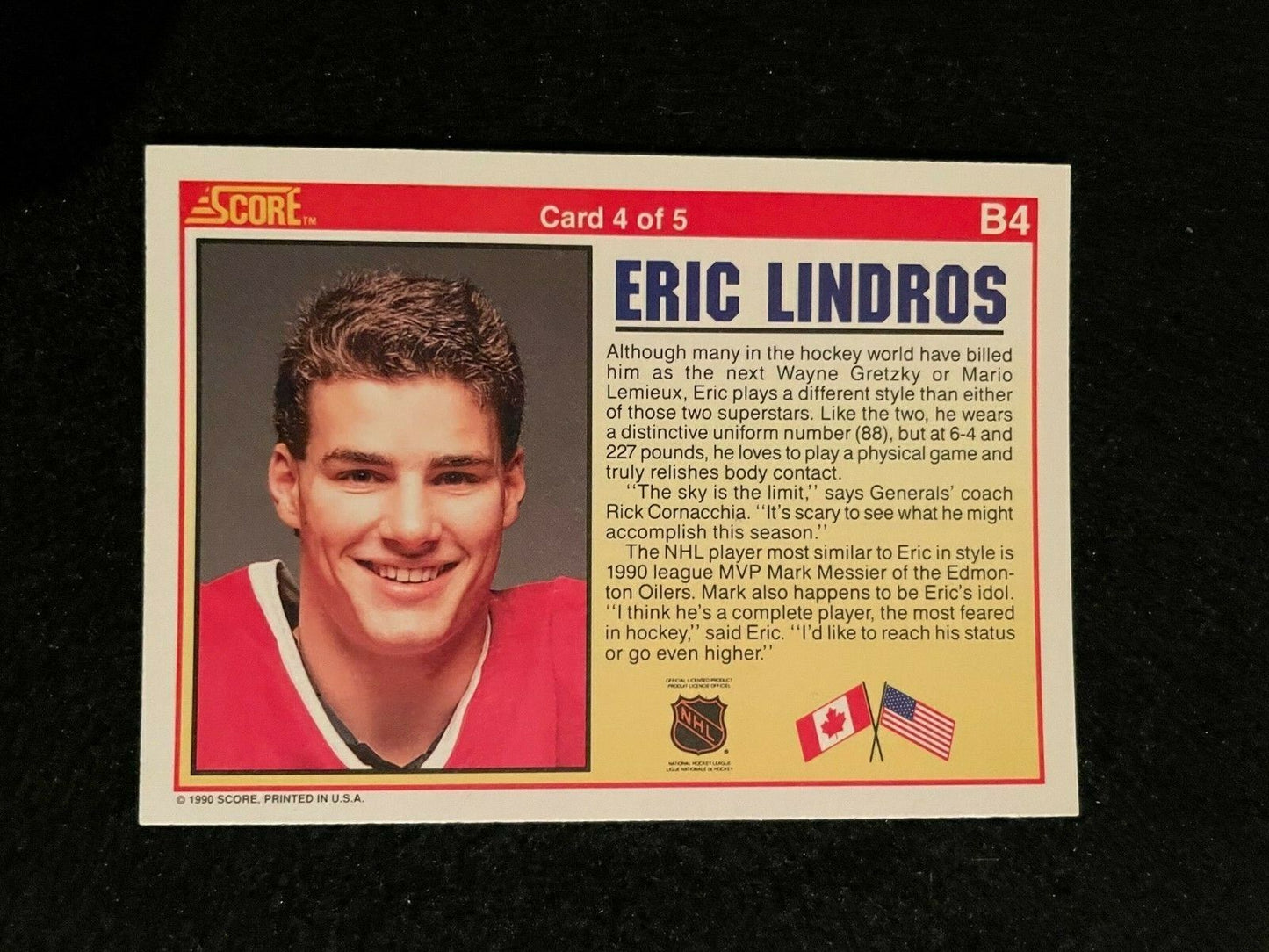 1990-91 Score American B4 Eric Lindros Card 4 of 5