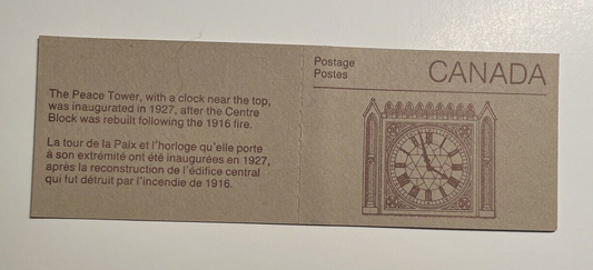 1985 Canada BK 88b Stamps Mint Never Hinged -Rolland Paper - Peace Clock